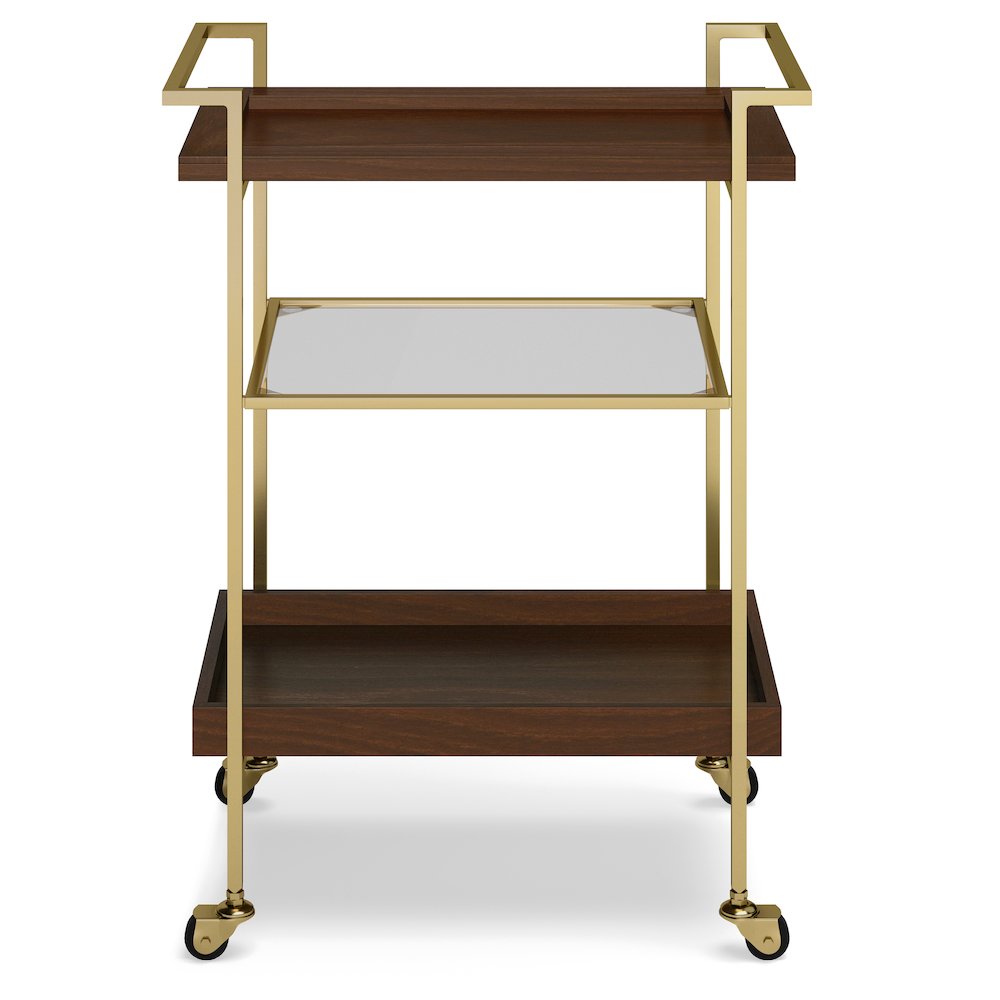 Jace Solid Mango Wood 26 Inch Bar Cart In Cognac