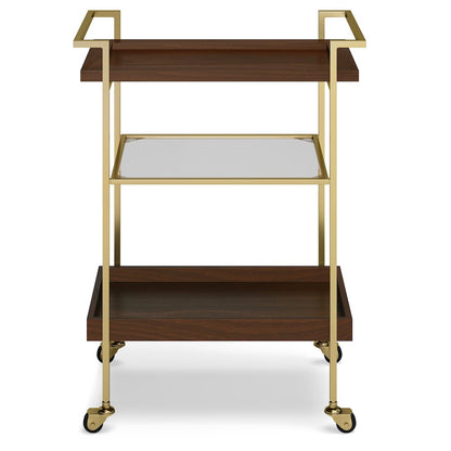 Jace Solid Mango Wood 26 Inch Bar Cart In Cognac