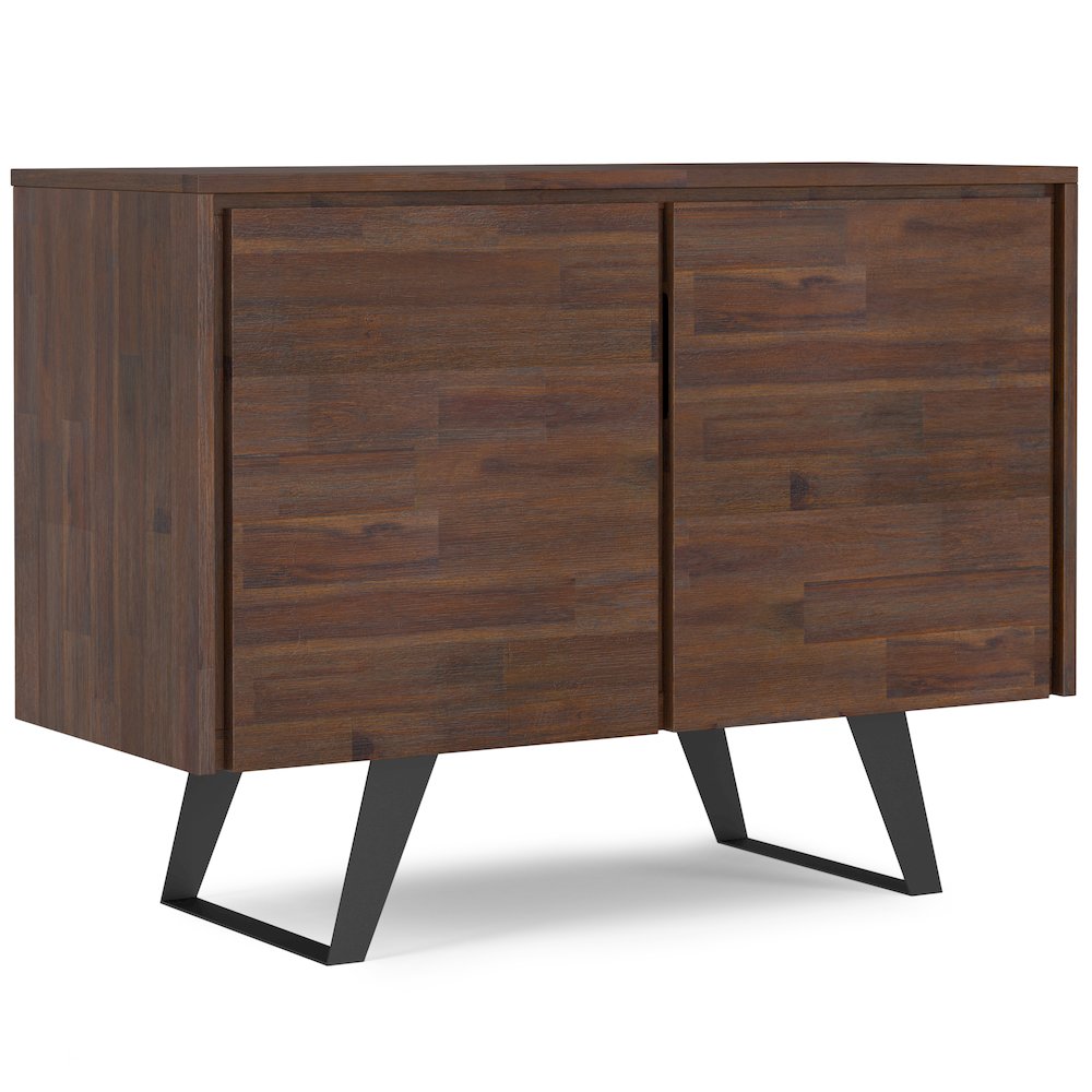 Solid Acacia 40 Inch Storage Cabinet In Distressed Charcoal Brown (Set Of 2)