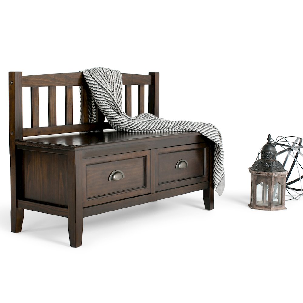 Burlington 42 inch Wide Solid Wood Transitional Entryway Storage Bench