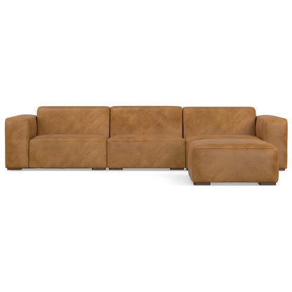 Rex 3-Seater Modular Sofa And Ottoman Set In Genuine Leather