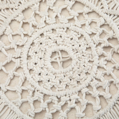 Coates Round Macrame Pouf In Natural Cotton