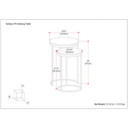 Ashley 2 Pc Nesting Table In Gold