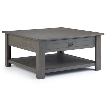 Monroe Solid Acacia Wood Square Coffee Table In Farmhouse Grey