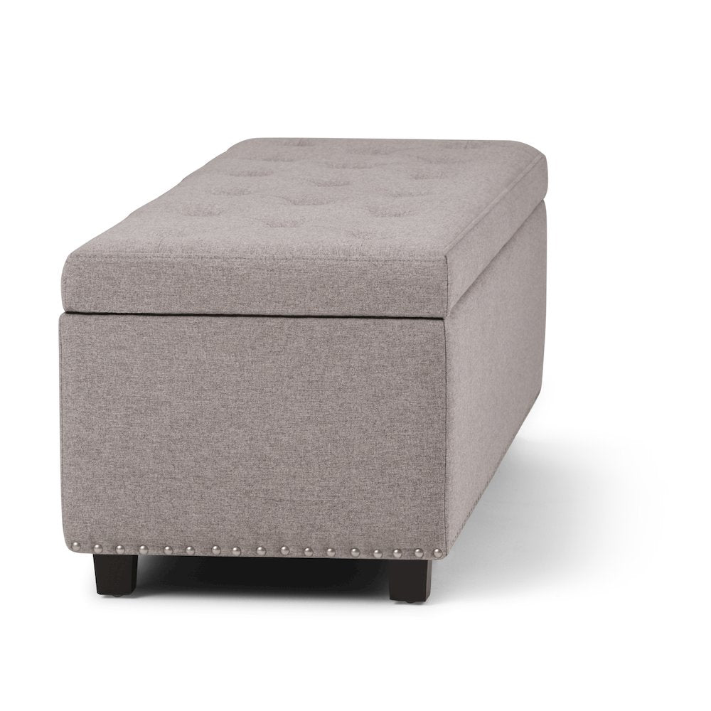 Hamilton Storage Ottoman In Cloud Grey Linen Look Fabric