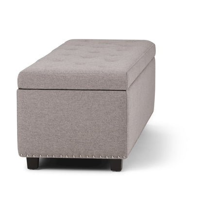 Hamilton Storage Ottoman In Cloud Grey Linen Look Fabric
