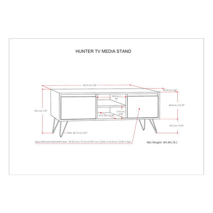 Hunter Tv Media Stand In Oak Veneer
