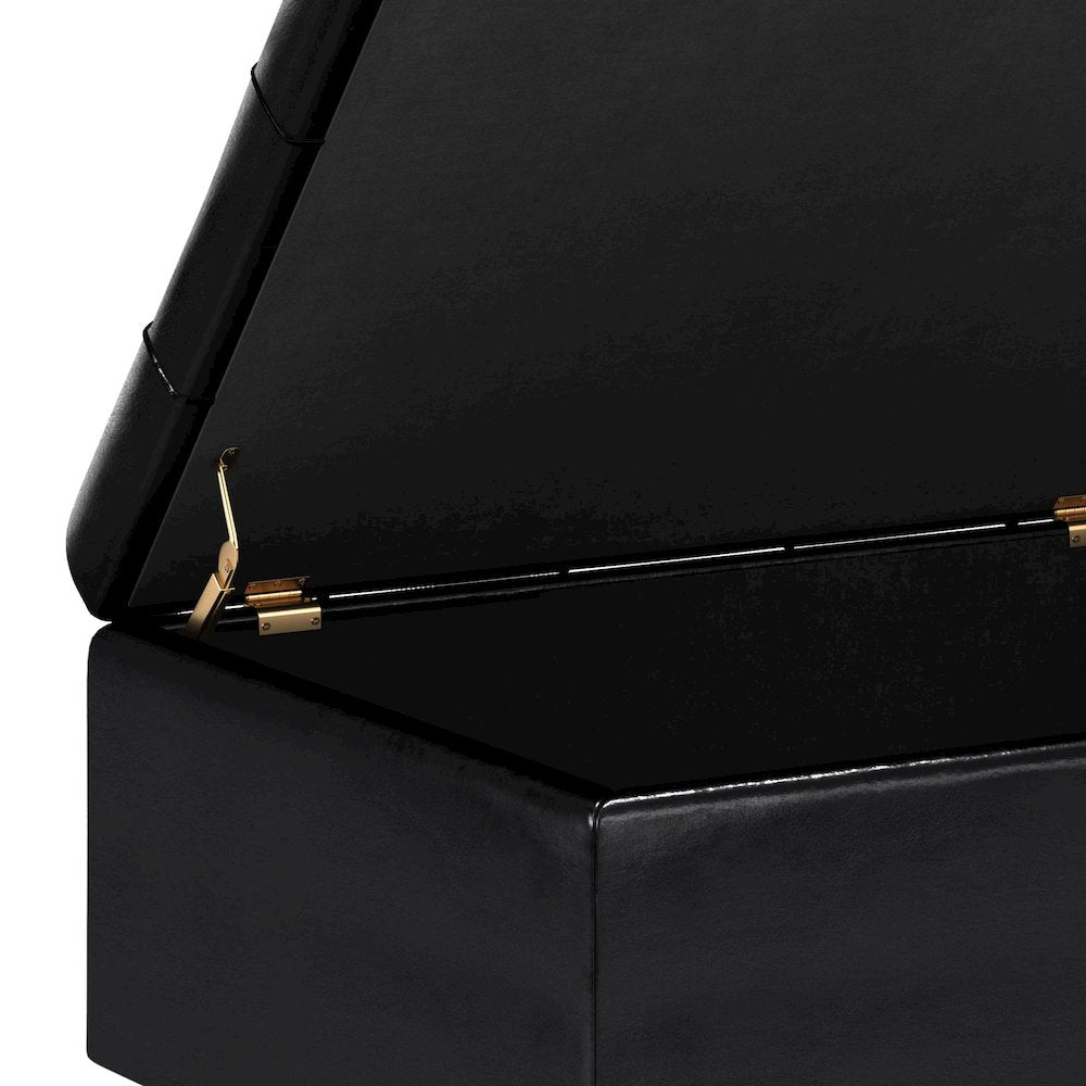 Harrison Small Coffee Table Storage Ottoman In Midnight Black Faux Leather