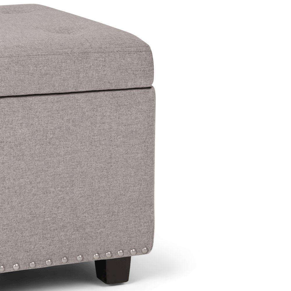 Hamilton Storage Ottoman In Cloud Grey Linen Look Fabric