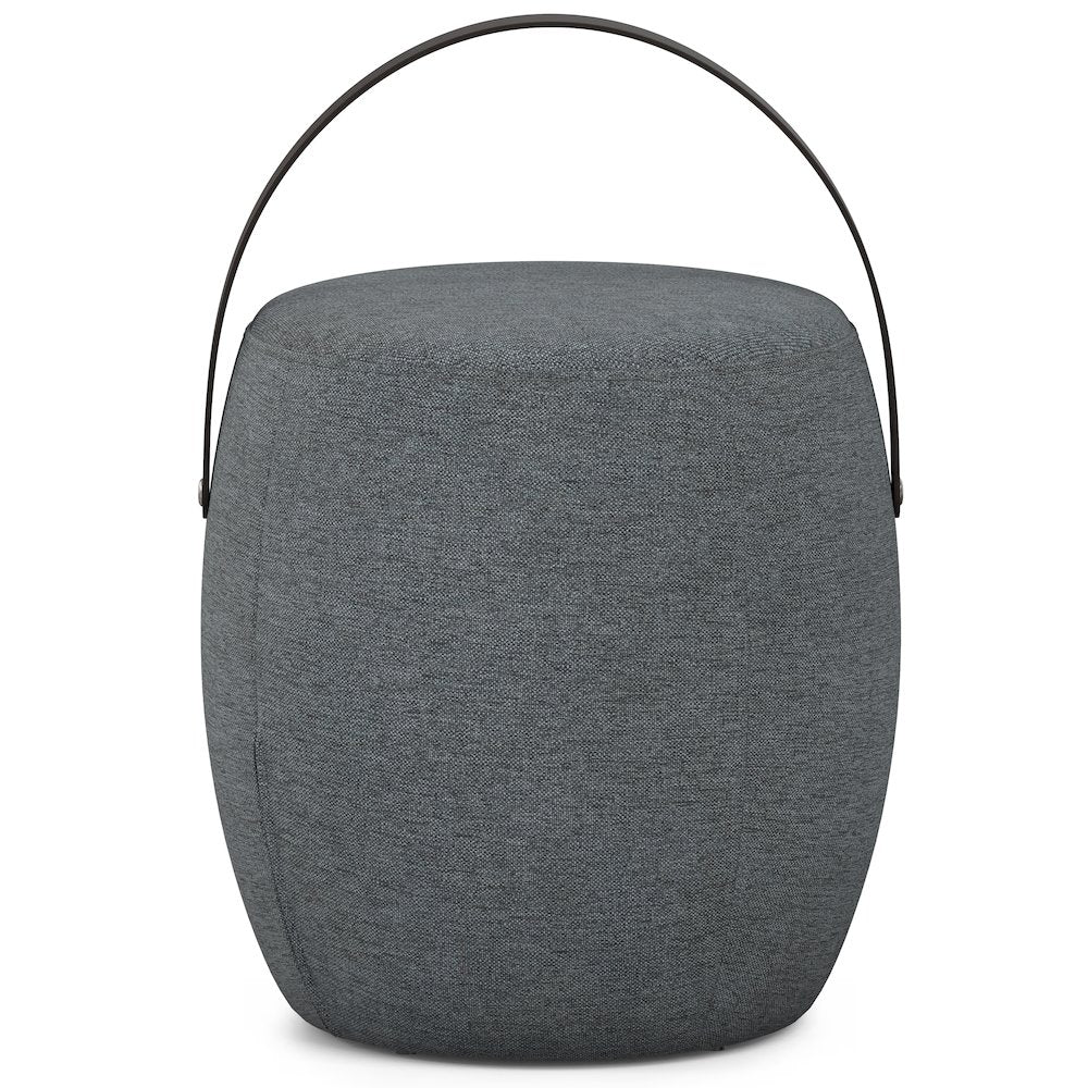 Ramsay Footstool In Grey  Linen Look Fabric