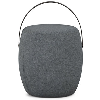 Ramsay Footstool In Grey  Linen Look Fabric