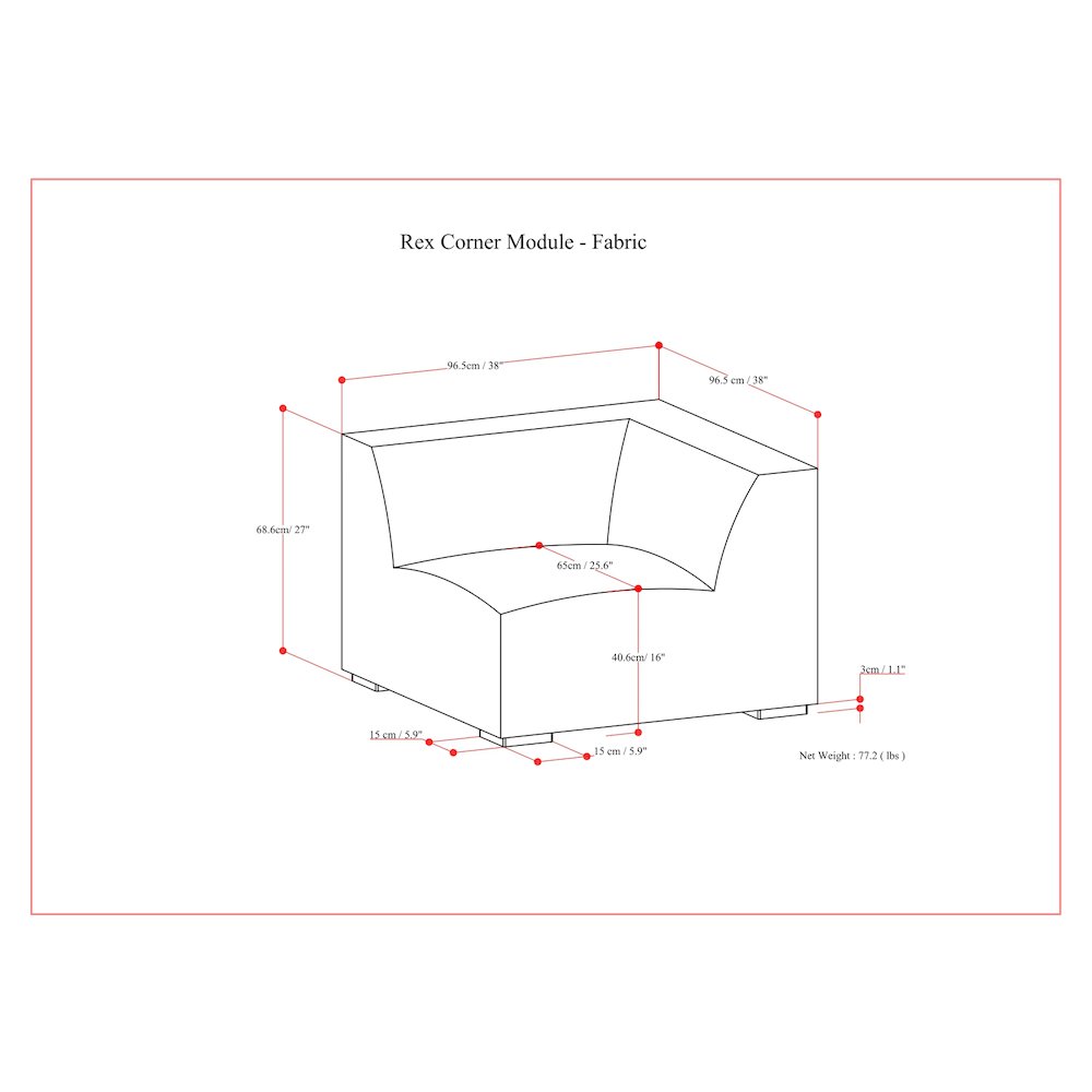 Rex Corner Sofa Module In Tightly Woven Performance Fabric