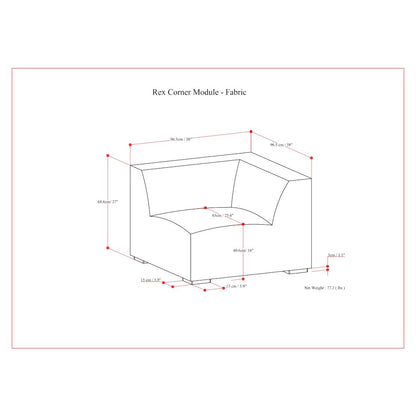 Rex Corner Sofa Module In Tightly Woven Performance Fabric
