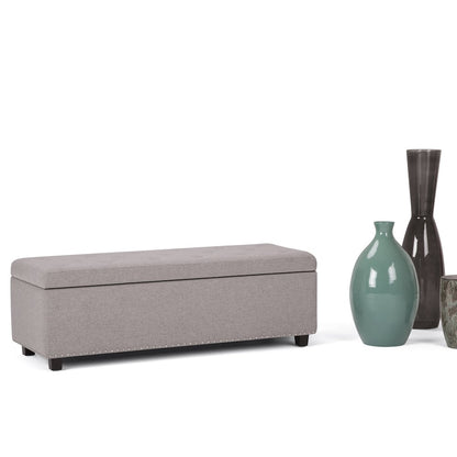 Hamilton Storage Ottoman In Cloud Grey Linen Look Fabric