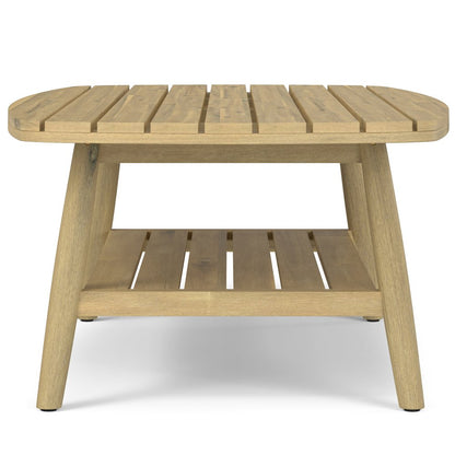 Bayshore Solid Acacia Wood Outdoor Coffee Table In Light Teak