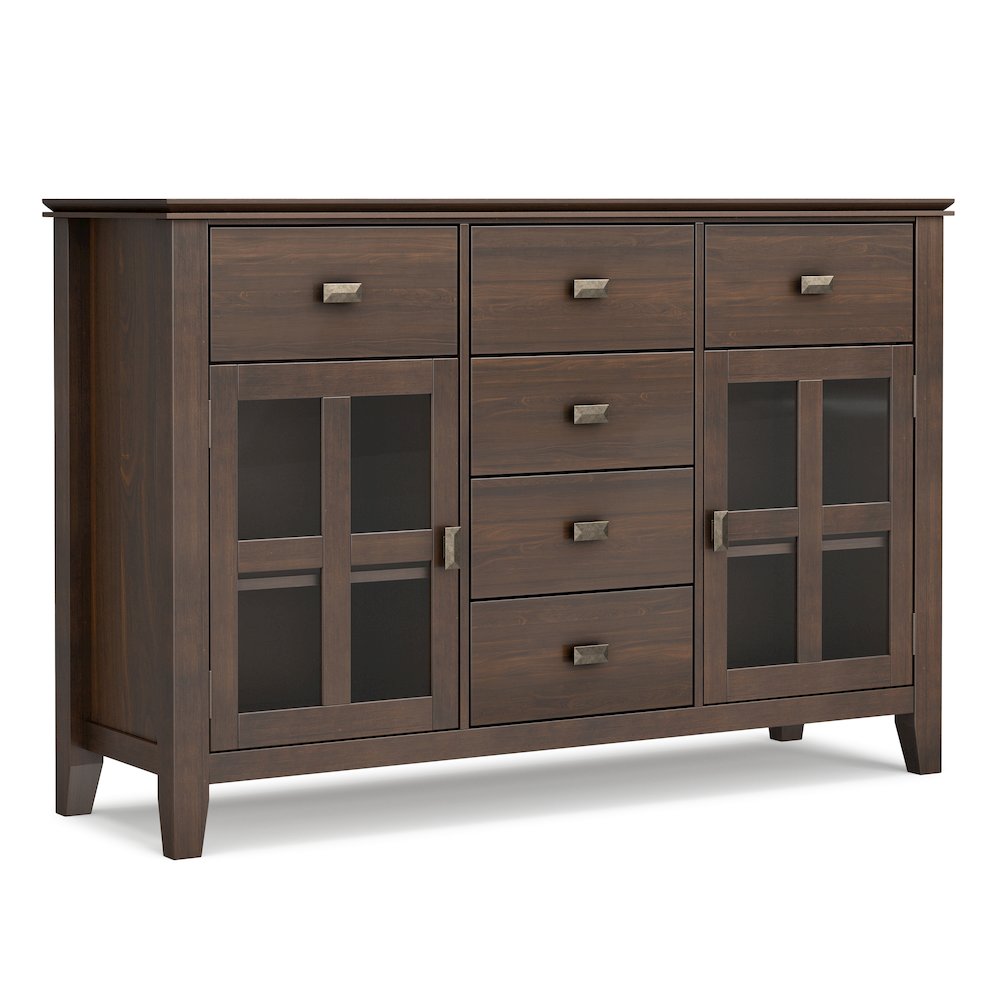 54 inch Wide Solid Wood Transitional Sideboard Buffet in Natural Aged Brown