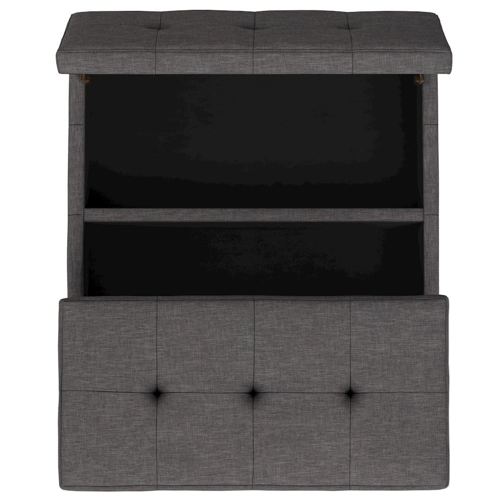 Dover Lift Top Coffee Table Storage Ottoman in Slate Grey  Polyester Linen
