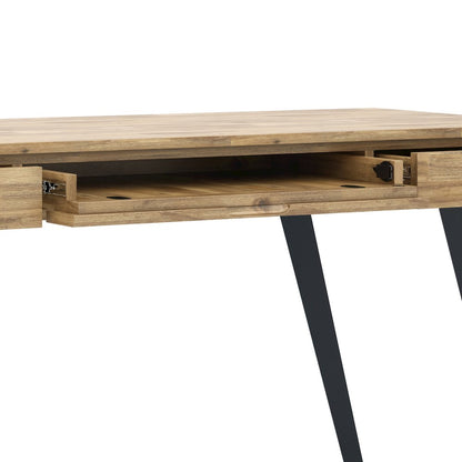 Lowry Solid Acacia Wood Desk In Distressed Golden Wheat
