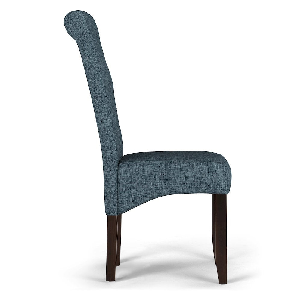 Cosmopolitan Solid Wood Deluxe Tufted Parson Chair (Set Of 2) In Denim Blue
