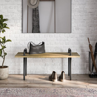 Berkeley Solid Mango Wood Small Entryway Bench In Natural