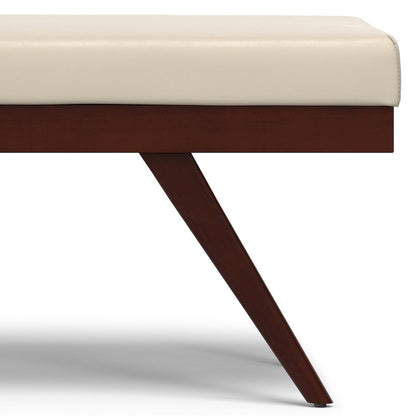 Chanelle SOLID HARDWOOD Mid Century Ottoman Bench in Satin Cream