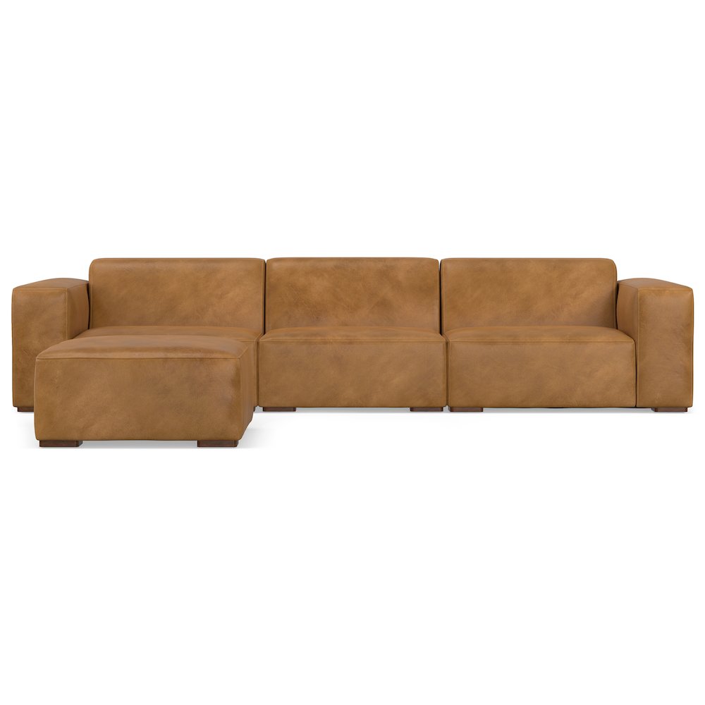 Rex 3-Seater Modular Sofa And Ottoman Set In Genuine Leather