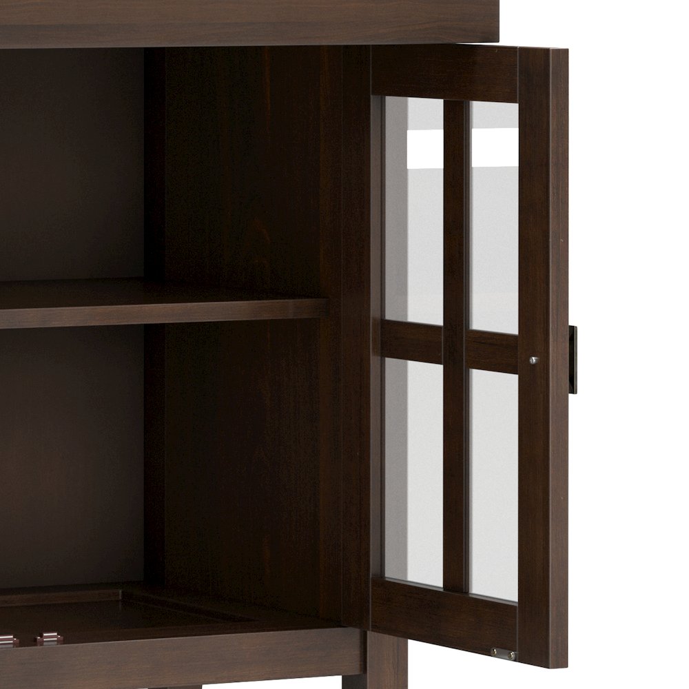60 Wide Solid Wood Transitional Large 4 Door Sideboard Buffet Natural Brown