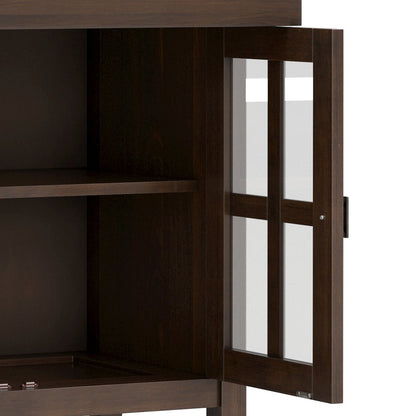 60 Wide Solid Wood Transitional Large 4 Door Sideboard Buffet Natural Brown