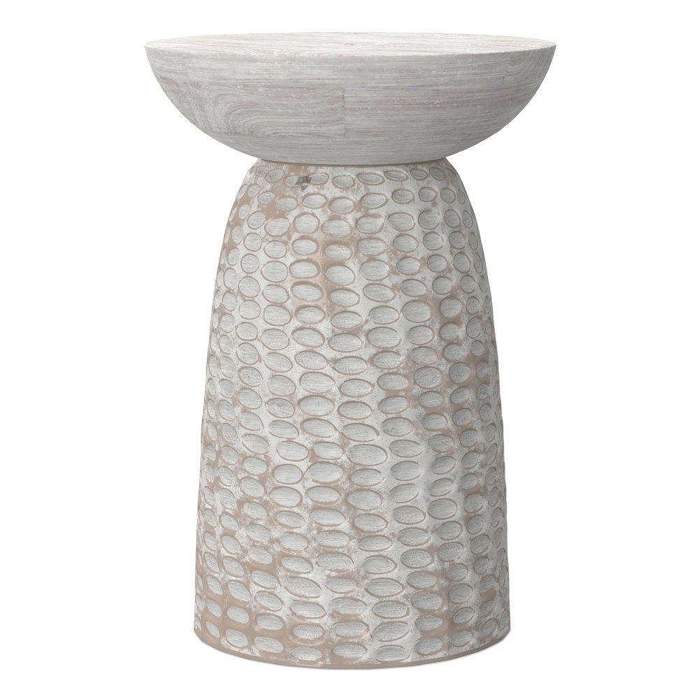 Boyd 16 inch Wide Solid Mango Contemporary Tall Accent Table in White Wash