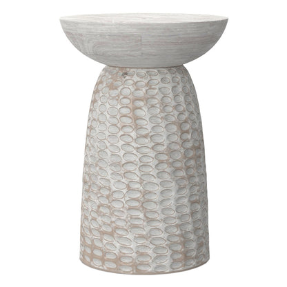 Boyd 16 inch Wide Solid Mango Contemporary Tall Accent Table in White Wash