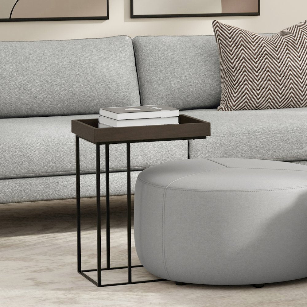 Gallagher Solid Mango Wood C Side Table In Walnut Brown