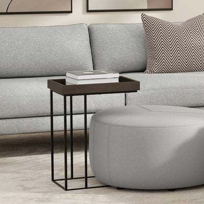 Gallagher Solid Mango Wood C Side Table In Walnut Brown