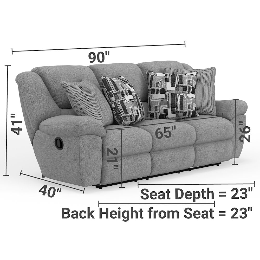 Trifecta Reclining Sofa with 3 Reclining Seats and Drop Down Table