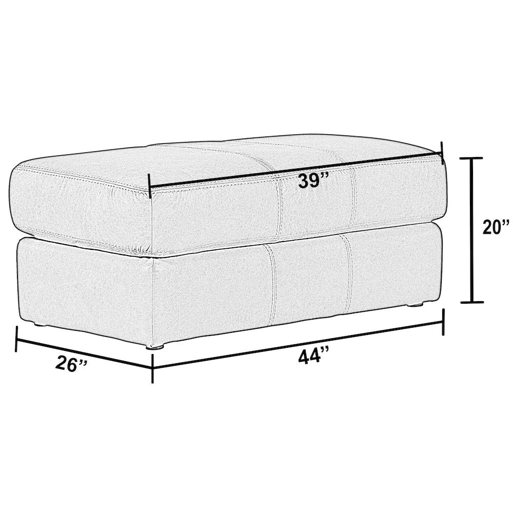 Prato Italian Top Grain Leather Match Ottoman in Beige Color