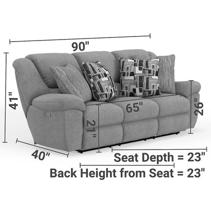Trifecta Power Reclining Sofa with 3 Reclining Seats and Drop Down Table