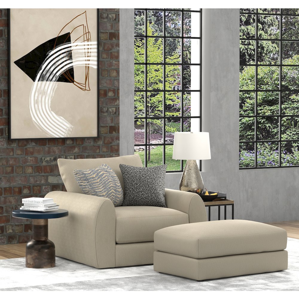 Ezra Chair & 1/2 with Cuddler Cushion in Brown Color