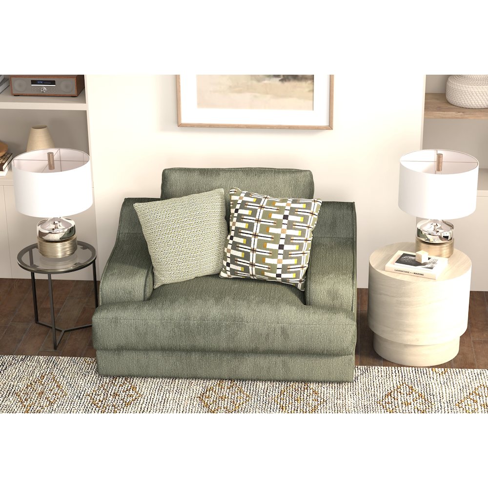 Olympus Chair & 1/2 with Cuddler Cushion in Green Color