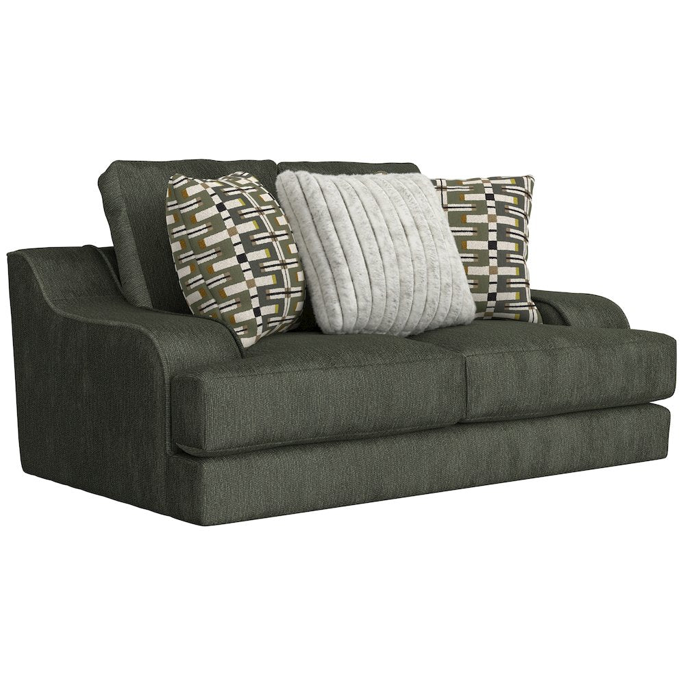 Olympus Loveseat with Cuddler Coil Cushions in Green Color
