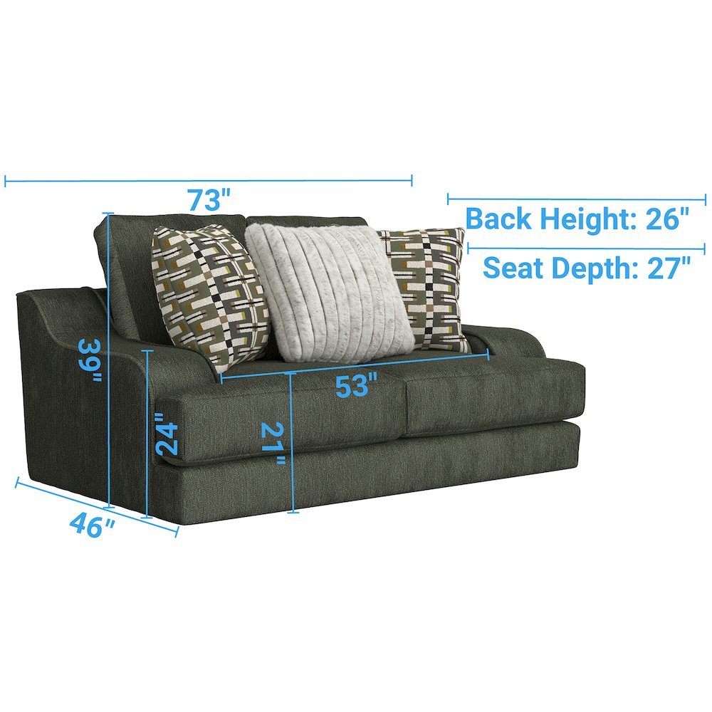 Olympus Loveseat with Cuddler Coil Cushions in Green Color
