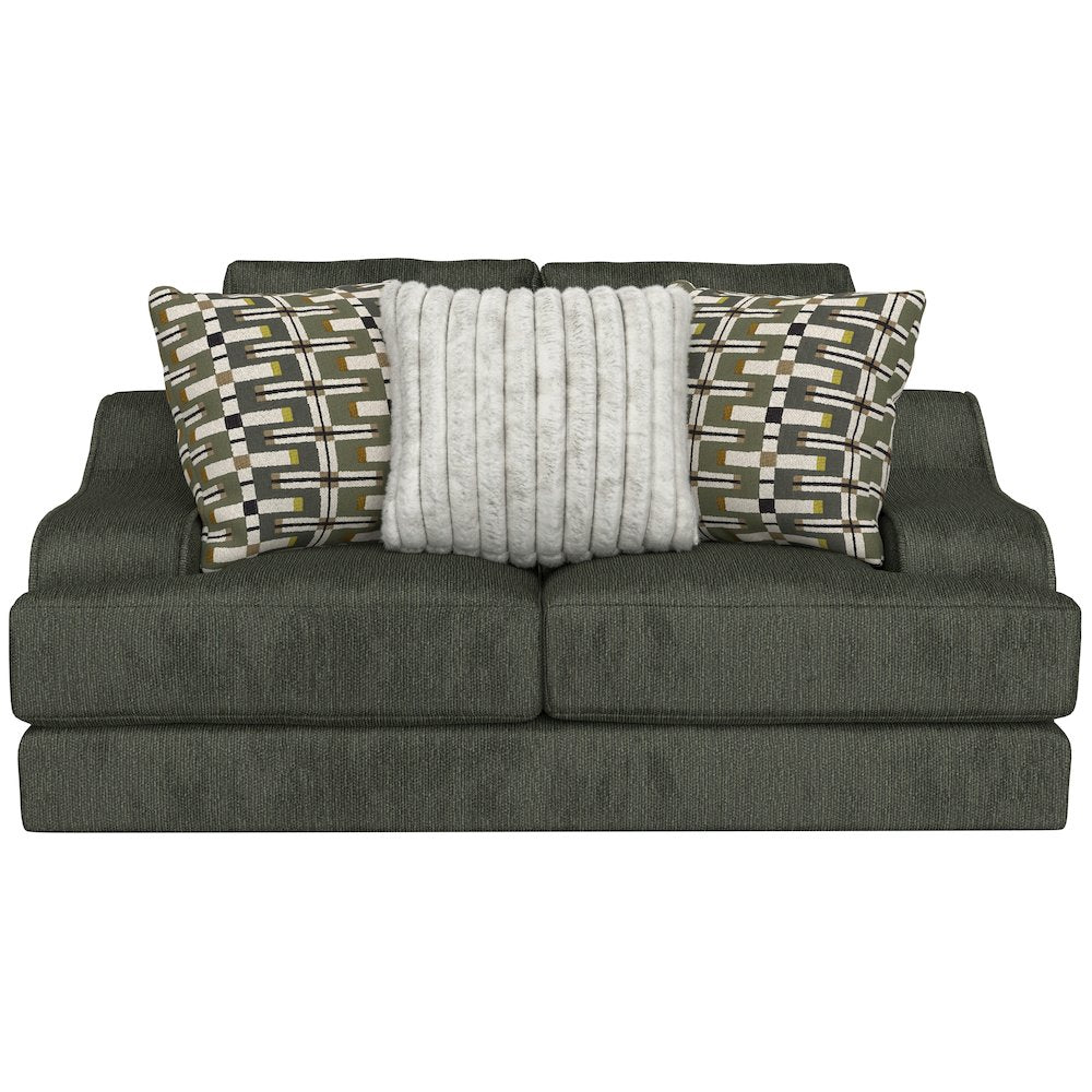 Olympus Loveseat with Cuddler Coil Cushions in Green Color