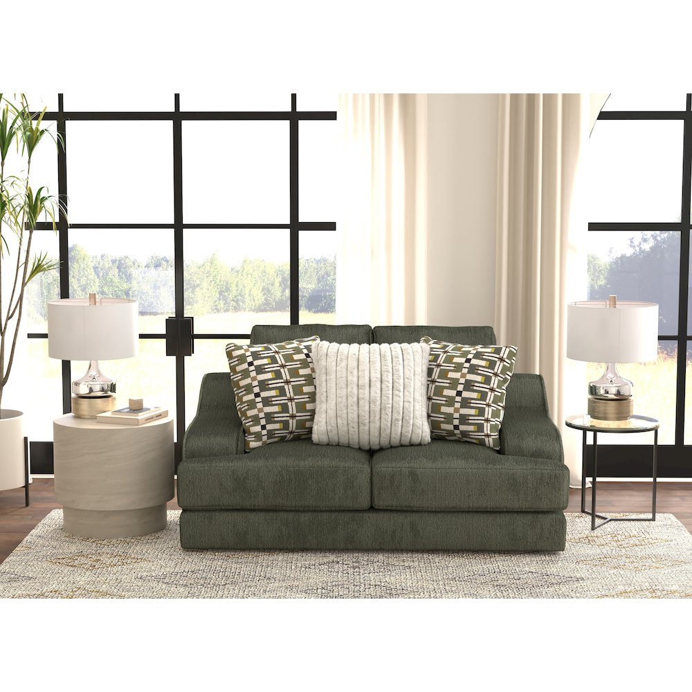 Olympus Loveseat with Cuddler Coil Cushions in Green Color