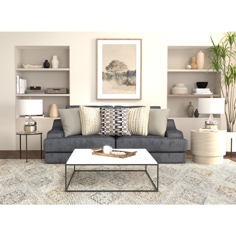 Olympus Sofa with Cuddler Coil Cushions in Blue Color