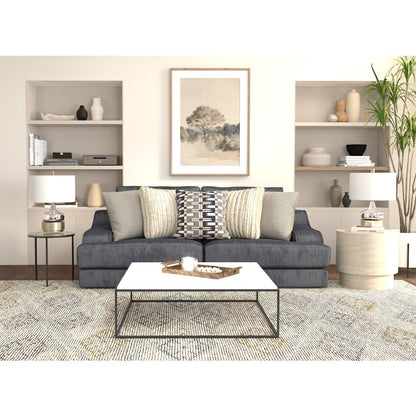 Olympus Sofa with Cuddler Coil Cushions in Blue Color