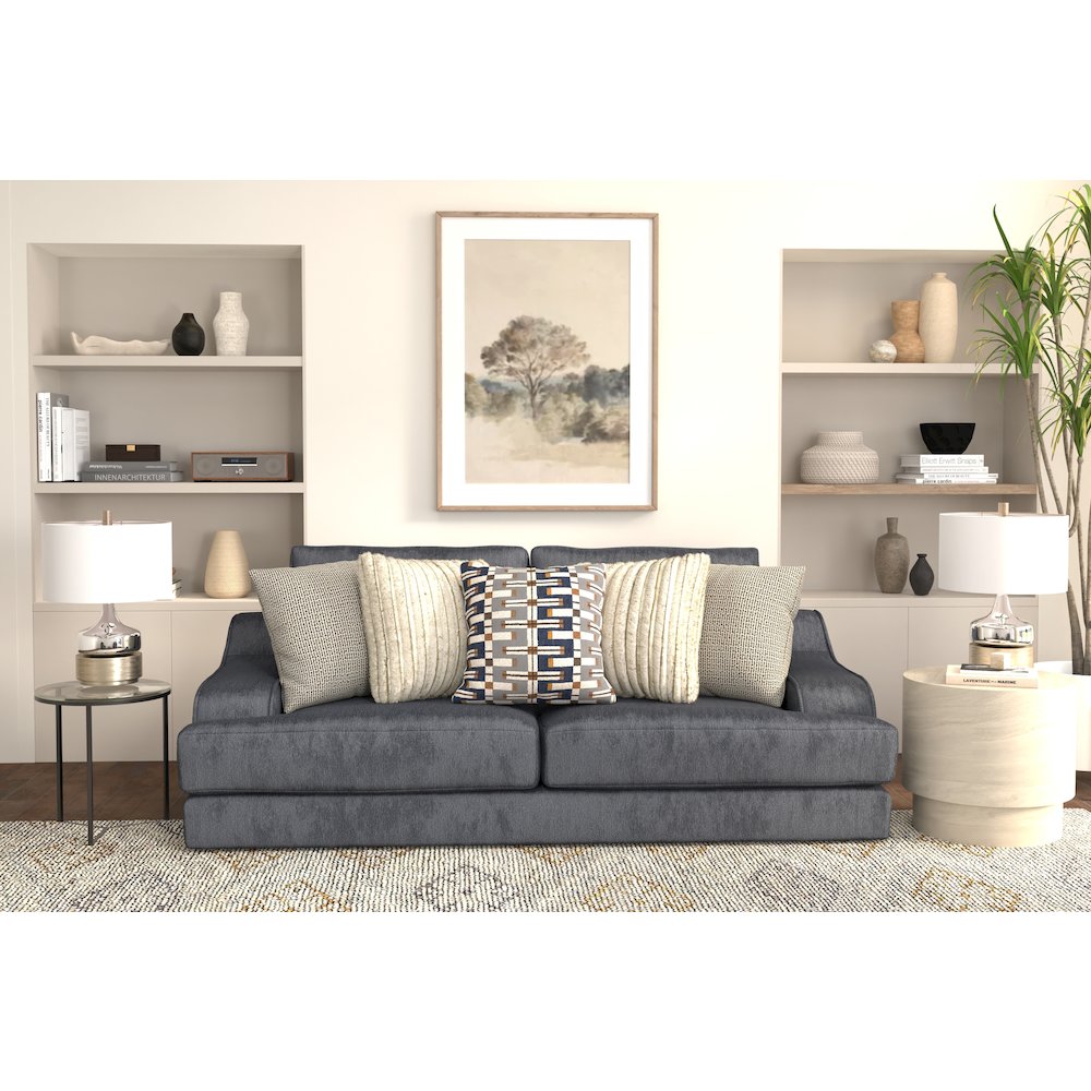 Olympus Sofa with Cuddler Coil Cushions in Blue Color