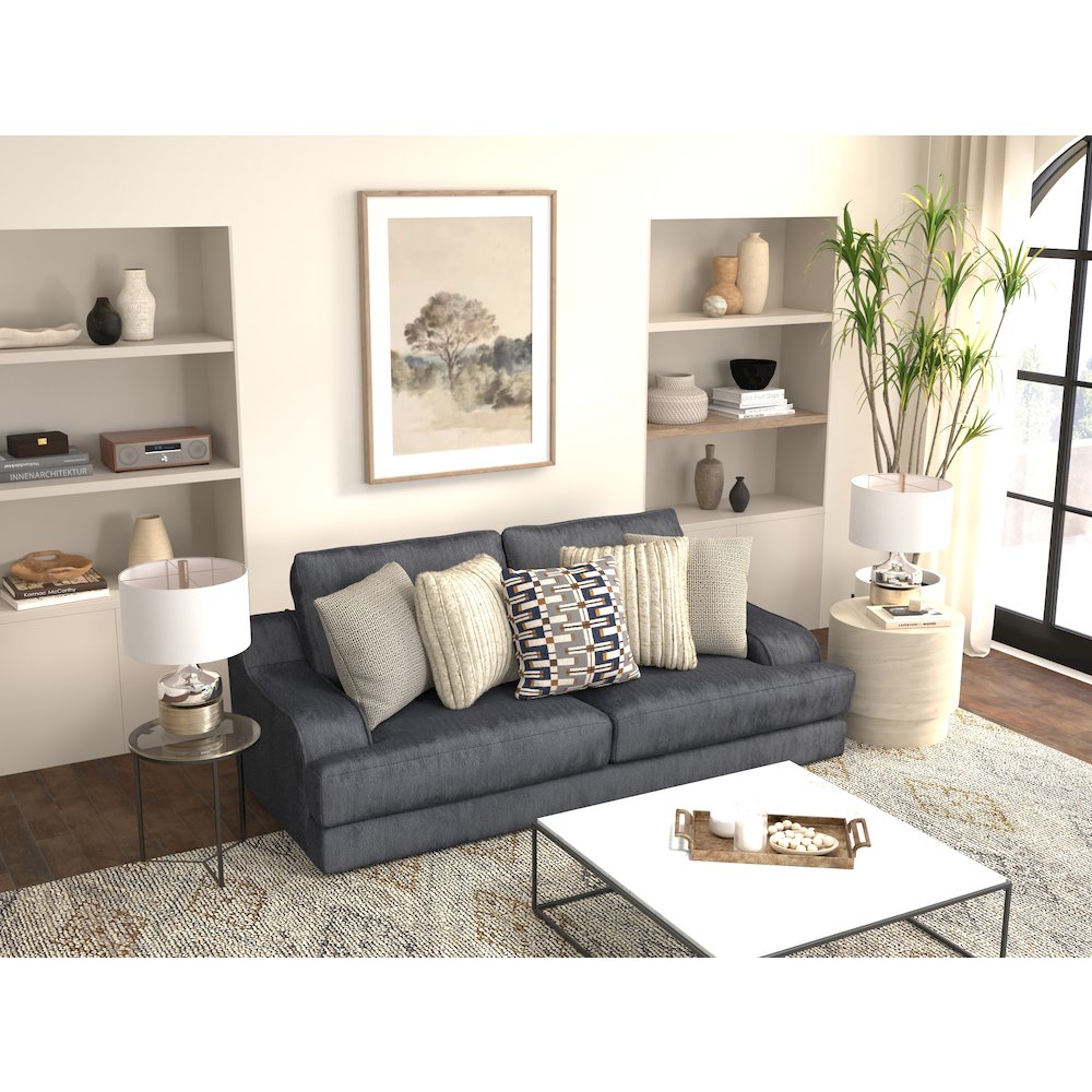 Olympus Sofa with Cuddler Coil Cushions in Blue Color