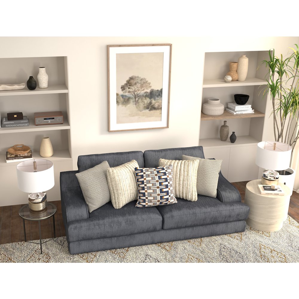 Olympus Sofa with Cuddler Coil Cushions in Blue Color