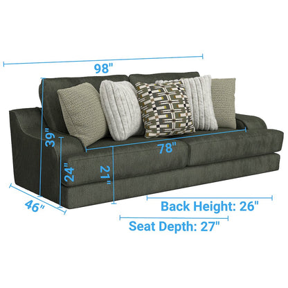 Olympus Sofa with Cuddler Coil Cushions in Green Color