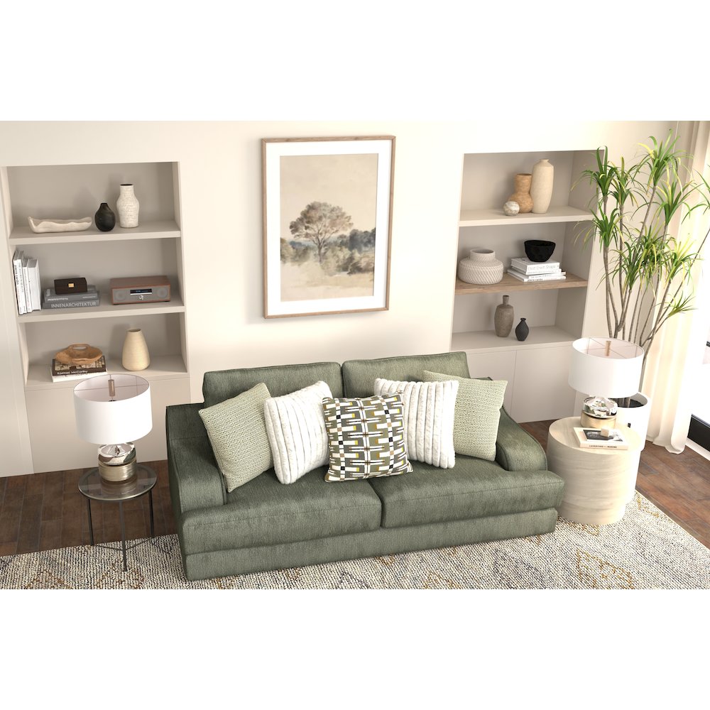 Olympus Sofa with Cuddler Coil Cushions in Green Color