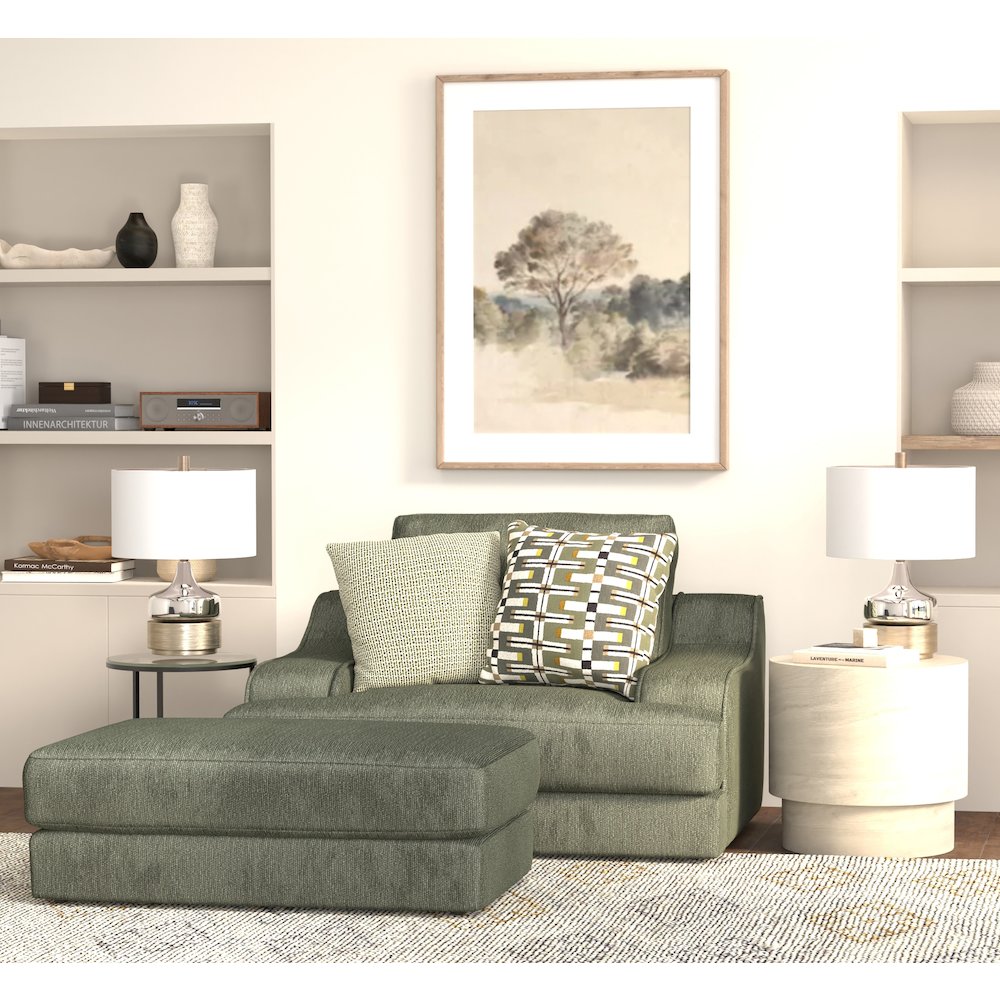 Olympus Chair & 1/2 with Cuddler Cushion in Green Color