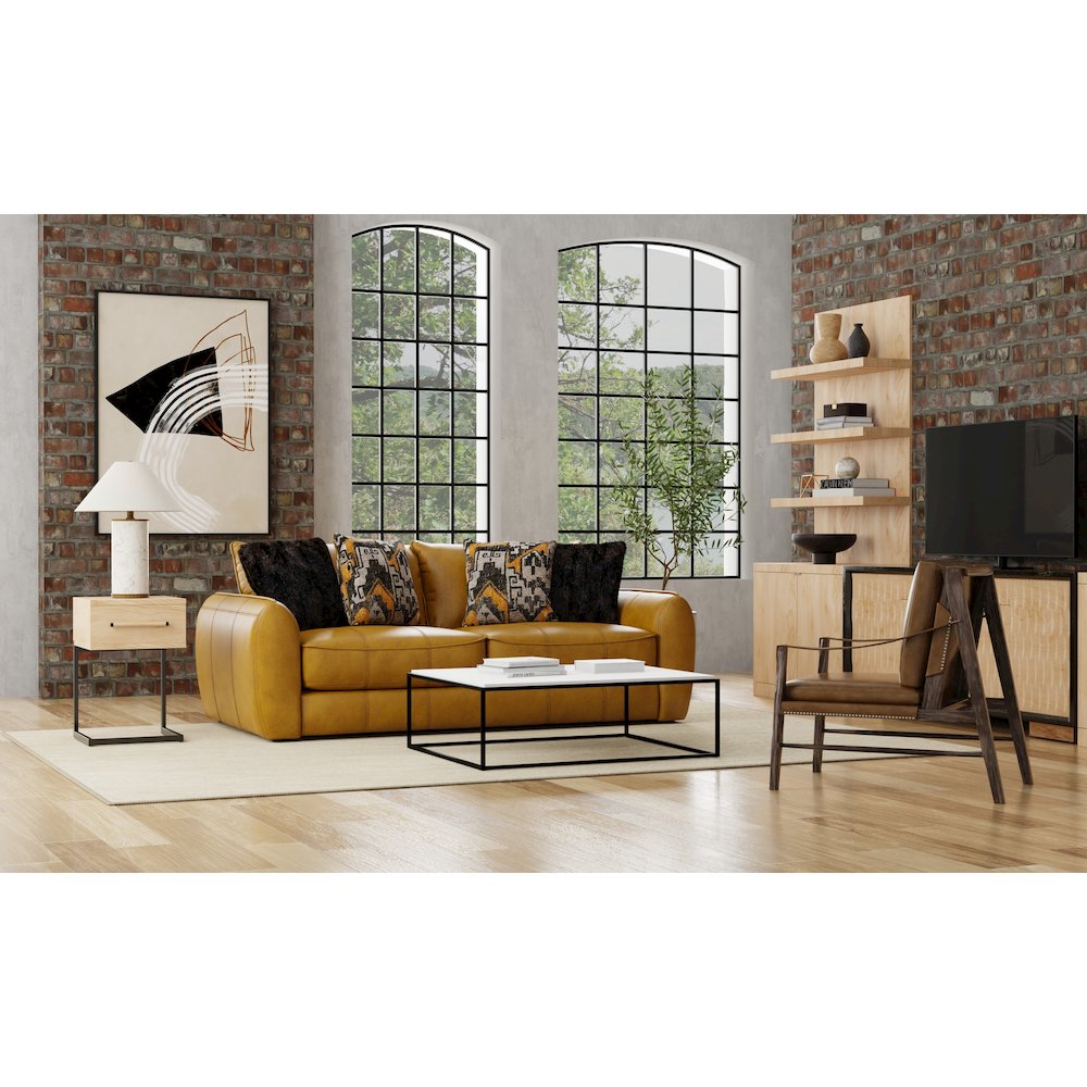 Corvara Top Grain Italian Leather Match Sofa in Brown Color